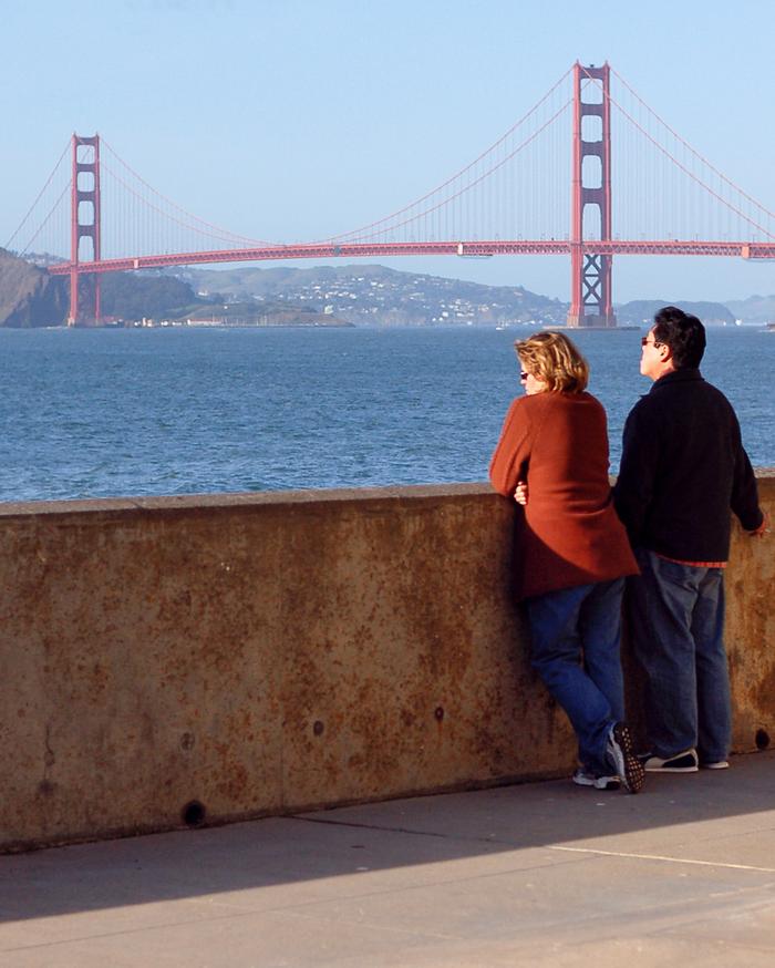 Golden Gate Bridge view from Sea Cliff San Francisco waterfront