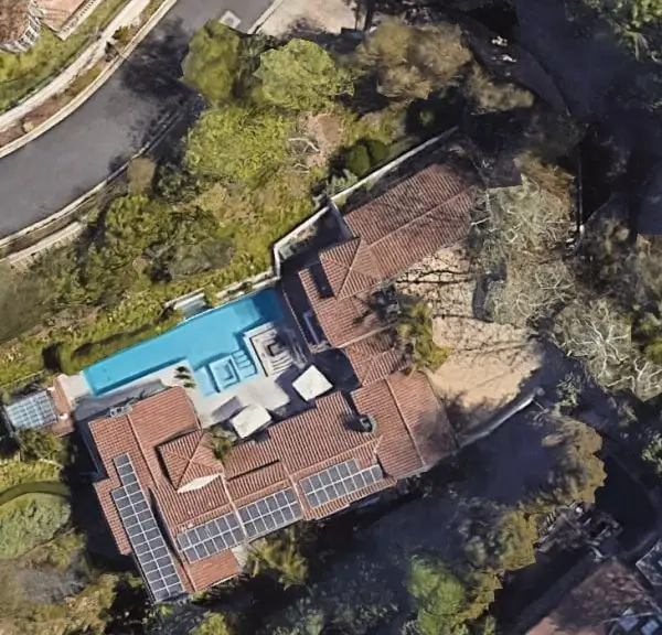 Exterior view of Tim Allen's mid-century modern house in Los Angeles
