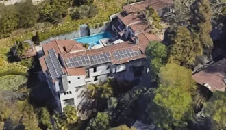 Exterior view of Tim Allen's mid-century modern house in Los Angeles