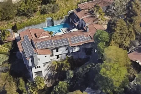 Exterior view of Tim Allen's mid-century modern house in Los Angeles
