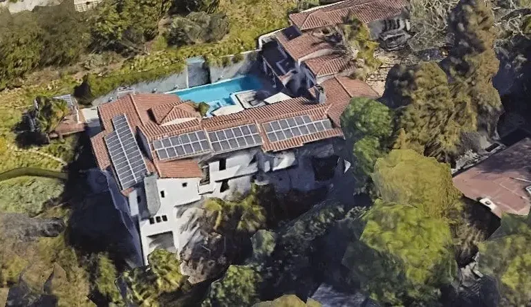 Exterior view of Tim Allen's mid-century modern house in Los Angeles