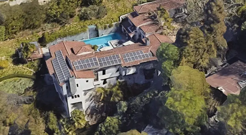 Exterior view of Tim Allen's mid-century modern house in Los Angeles