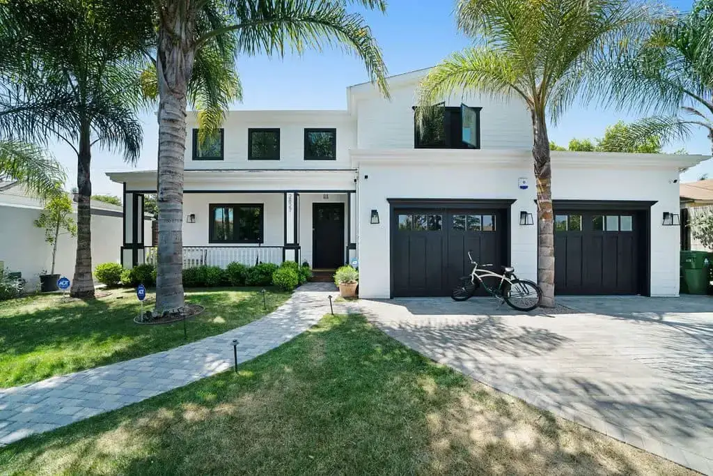 Brendan Schaub West LA House Exterior White and Black Contrast Trim